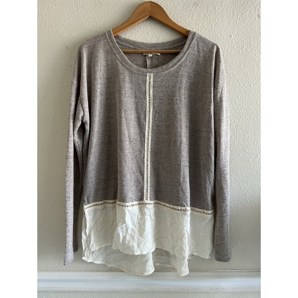 Entro Textured Long Sleeve Knit Top Size Large Boho Casual Lagenlook